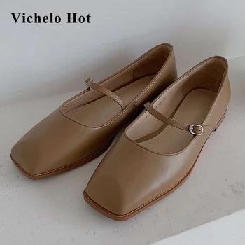 Vichelo Hot autumn basic full grain leather square toe low heel buckle strap shoes women French romantic beauty lady pumps L20
Vichelo Hot autumn basic full grain leather square toe low heel buckle strap shoes women French romantic beauty lady pumps L20
