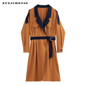 ZURICHOUSE Striped Women's Trench Fashion Hit Color Temperament Bandage Elastic Waist Chiffon Spring Long Coat Female
ZURICHOUSE Striped Women's Trench Fashion Hit Color Temperament Bandage Elastic Waist Chiffon Spring Long Coat Female