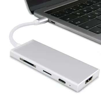 Type C Hub 7 In 1 HDMI Adapter Multimedia Interface USB3.0 Hub Ethernet RJ45 Port HD Video Converter SD TF Card Reader for Mac
Type C Hub 7 In 1 HDMI Adapter Multimedia Interface USB3.0 Hub Ethernet RJ45 Port HD Video Converter SD TF Card Reader for Mac