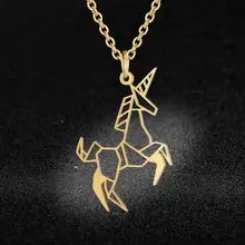 ユニークな動物の宝石ネックレス女性のための 100% ステンレス鋼スーパーキツネライオンヘビユニコーン特別ギフ(China)