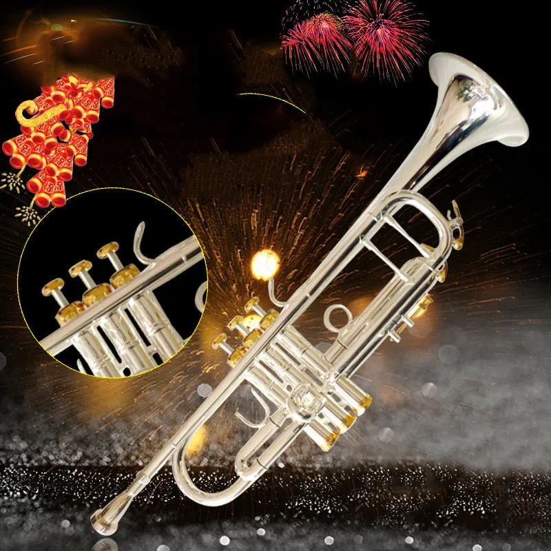 2019 Silver Plated New LT197S100 Trumpet With gold key Authentic Double Bb Professional Trumpet Top Musical Instruments Gift
2019 Silver Plated New LT197S100 Trumpet With gold key Authentic Double Bb Professional Trumpet Top Musical Instruments Gift