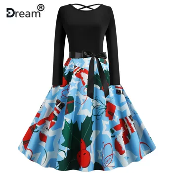 Plus Size S~2XL Print Long Sleeve Christmas dress Women Autumn Winter elegant casual vintage pin up party dresses Robe vestidos
Plus Size S~2XL Print Long Sleeve Christmas dress Women Autumn Winter elegant casual vintage pin up party dresses Robe vestidos