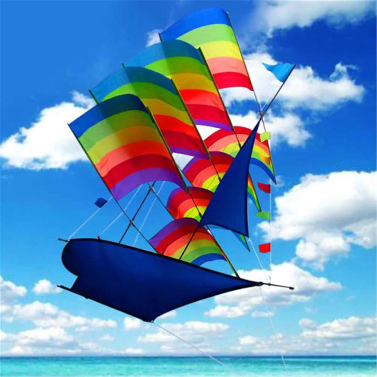 Large 3D Rainbow Sailboat Flying Kite Outdoor Fun Sports Toys Children Kids Game Activity Colorful Ship Kites Children Gifts
Large 3D Rainbow Sailboat Flying Kite Outdoor Fun Sports Toys Children Kids Game Activity Colorful Ship Kites Children Gifts