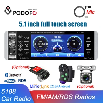 Podofo 5188 Car Radio Bluetooth 1 din 5.1'' Touch Screen MP5 Video Voice Player RDS AM FM Stereo Receiver 4-USB ISO Mirrorlink 
Podofo 5188 Car Radio Bluetooth 1 din 5.1'' Touch Screen MP5 Video Voice Player RDS AM FM Stereo Receiver 4-USB ISO Mirrorlink