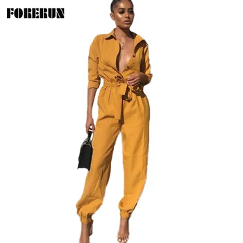 FORERUN Romper Womens Jumpsuit Winter Long Sleeve Jumusuits Sashes High Waist Overalls Streetwear Combinaison Femme Mujer 2019
FORERUN Romper Womens Jumpsuit Winter Long Sleeve Jumusuits Sashes High Waist Overalls Streetwear Combinaison Femme Mujer 2019