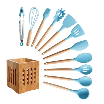 Silicone Cooking Utensils Set Non-stick Spatula Soup Spoon Wooden Handle with Storage Box Kitchen Tools Set Gifts for Mother
Silicone Cooking Utensils Set Non-stick Spatula Soup Spoon Wooden Handle with Storage Box Kitchen Tools Set Gifts for Mother