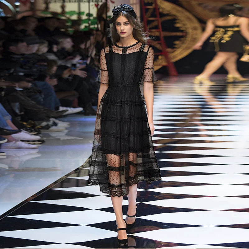 Round Neck Short Sleeve Perspective Screen Tray Embroidery Waist Thick And Disorderly Will Pendulum Long Fund Dress 2019
Round Neck Short Sleeve Perspective Screen Tray Embroidery Waist Thick And Disorderly Will Pendulum Long Fund Dress 2019