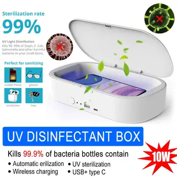 UV Phone Sterilizer Box USB Phone Cleaner Ultraviolet Germicidal Sterilization Disinfection Box 10W Wireless Charging
UV Phone Sterilizer Box USB Phone Cleaner Ultraviolet Germicidal Sterilization Disinfection Box 10W Wireless Charging