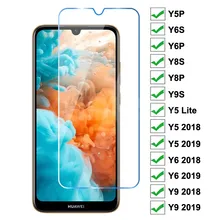 Protecteur d'écran pour Huawei, protection en verre trempé 9H, compatible avec modèles Y5P Y6P Y6S Y8S Y8P Y9S Y5 Lite Y5 Y6 Y9 Prime 2018 2019=