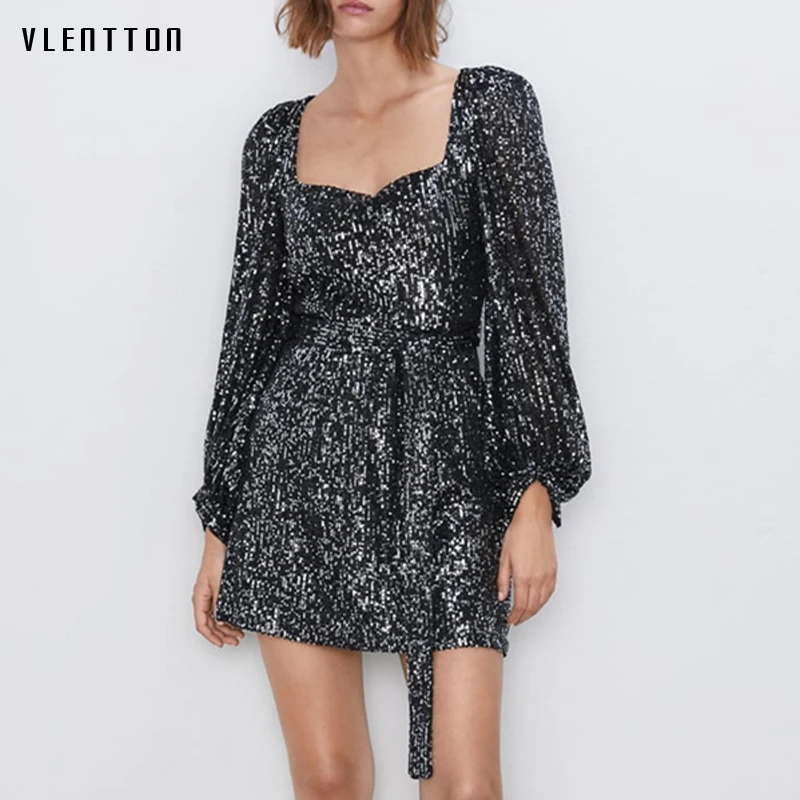 Autumn Winter Sexy Sequined Mini Dress Women Chic Belt Long Sleeve Square Collar A-Line Party Dresses Ladies Vestidos Robe Femme
Autumn Winter Sexy Sequined Mini Dress Women Chic Belt Long Sleeve Square Collar A-Line Party Dresses Ladies Vestidos Robe Femme