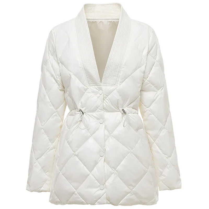 Temperament White Women Down Jackets 2021 New Shorts Vintage Elegant Fashion Light Thin Waist V-Neck Female White Duck Down Coat
Temperament White Women Down Jackets 2021 New Shorts Vintage Elegant Fashion Light Thin Waist V-Neck Female White Duck Down Coat