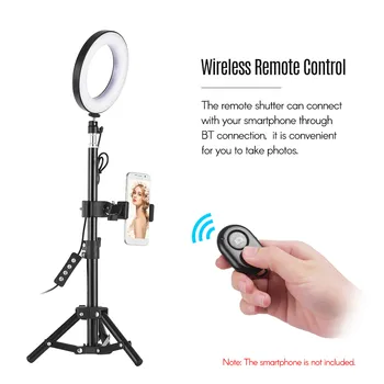 Desktop LED Ring Light 6 Inch Ring Light 3000-6000K 3 Light Modes Dimmable Brightness with Wireless Remote Control Tripod Stand
Desktop LED Ring Light 6 Inch Ring Light 3000-6000K 3 Light Modes Dimmable Brightness with Wireless Remote Control Tripod Stand