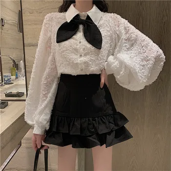 2PC Fashion Vestidos New Women Sweet Bowtie White Shirts&Black Ruffled Mini Pant Skirt Sets Two Piece Chic Dress Suits Outfits
2PC Fashion Vestidos New Women Sweet Bowtie White Shirts&Black Ruffled Mini Pant Skirt Sets Two Piece Chic Dress Suits Outfits