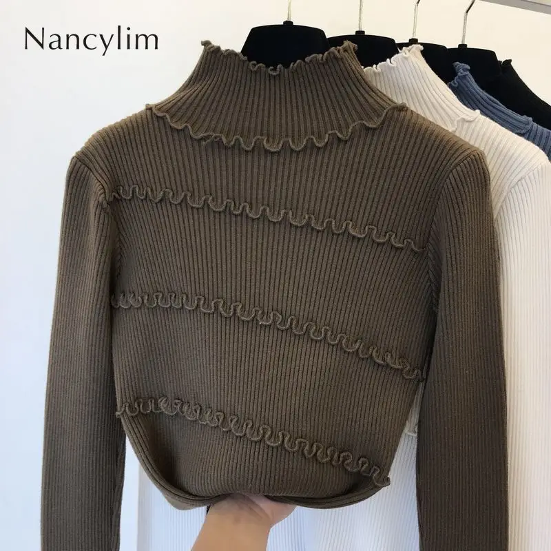 Turtleneck Sweater Woman Irregular Lotus Edge Pullover Underwear Sweater Jumper Jersey Mujer Turtleneck Women Sweater
Turtleneck Sweater Woman Irregular Lotus Edge Pullover Underwear Sweater Jumper Jersey Mujer Turtleneck Women Sweater