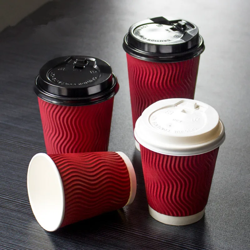 50pcs Red corrugated anti-scalding insulation thick paper cup 400ml disposable coffee soy milk hot drink packaging cups with lid 
50pcs Red corrugated anti-scalding insulation thick paper cup 400ml disposable coffee soy milk hot drink packaging cups with lid