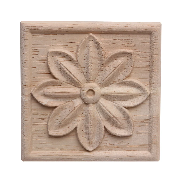 Description Picture 4 of itemWood Applique Onlay Wood Decal Wood Figurines Wooden Carved Decor Unpainted Large Crown Leaves Oval Flower Furniture Doors Home