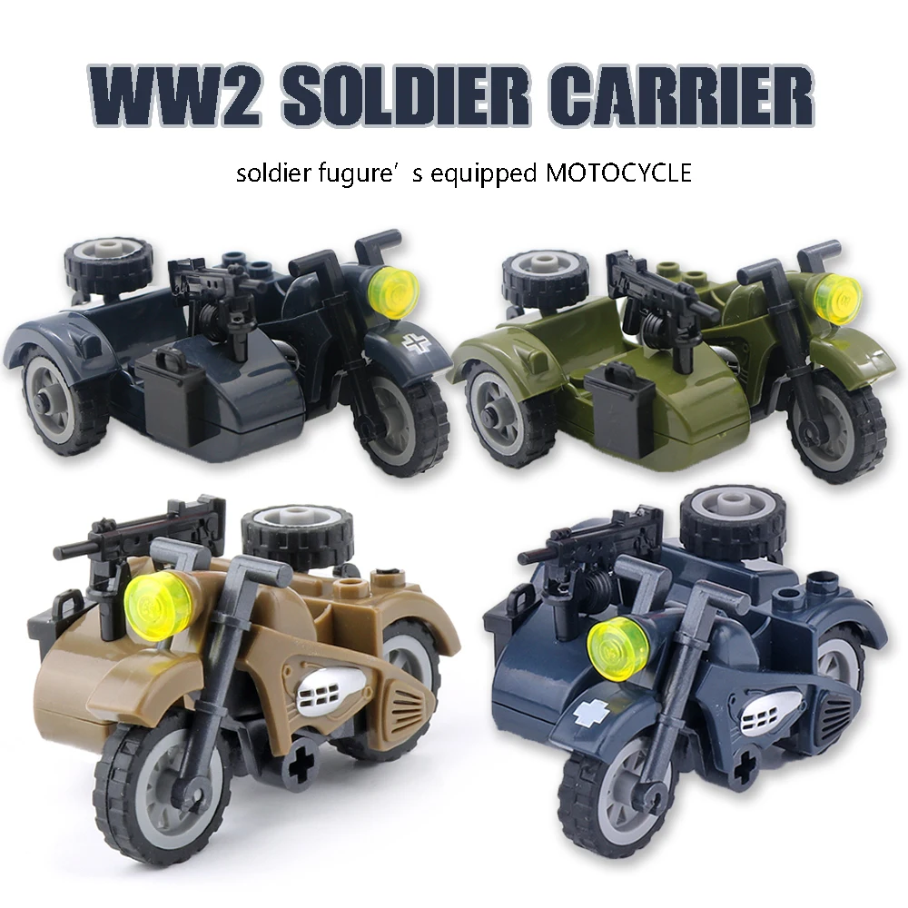 Фото Фигурка солдата WW2 мотоцикл строительные блоки военная немецкая - купить