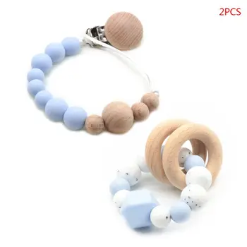 Baby Silicone Teether Wood Ring Bracelet Pacifier Chain Holder Newborn Molar Toy Baby Silicone Teether Gift For Infant
Baby Silicone Teether Wood Ring Bracelet Pacifier Chain Holder Newborn Molar Toy Baby Silicone Teether Gift For Infant