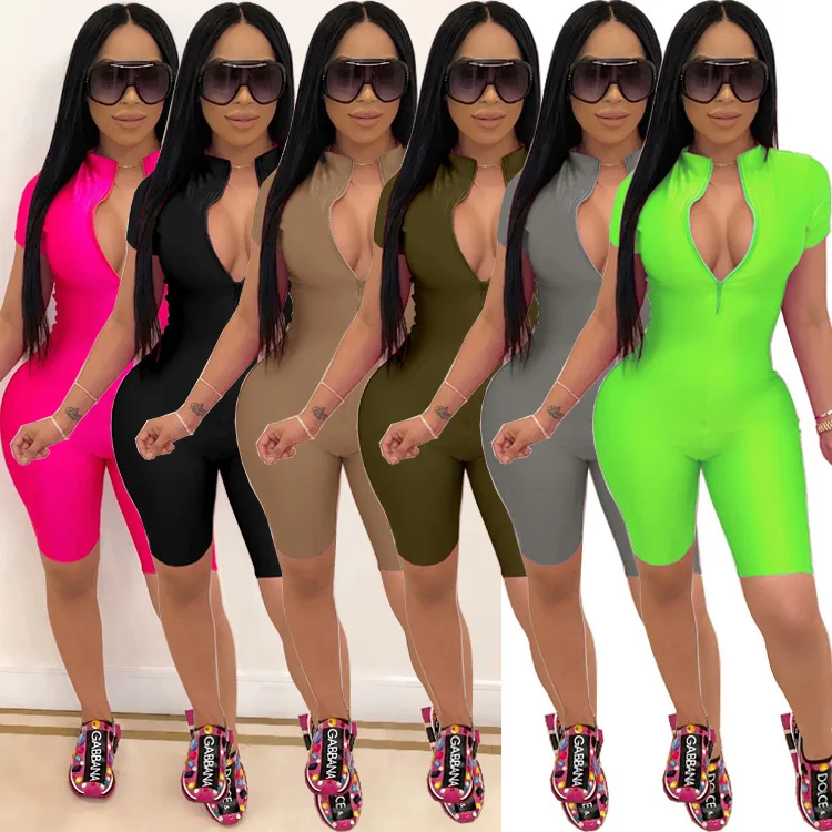 2020 Summer Women's Jumpsuit European and American Sexy Style Model Solid-color Zip Deep V-neck Sexy Rompers Bodysuit
2020 Summer Women's Jumpsuit European and American Sexy Style Model Solid-color Zip Deep V-neck Sexy Rompers Bodysuit
