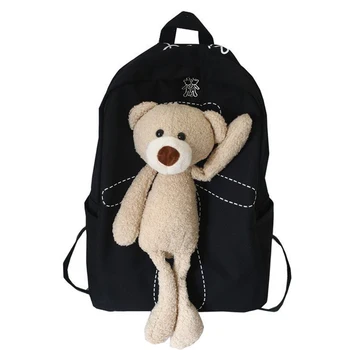 Fashion Backpack Women's Nylon Waterproof Mesh Red Bear Backpack Cute Student Backpacks Black Bag Pack High Quality Fabric
Fashion Backpack Women's Nylon Waterproof Mesh Red Bear Backpack Cute Student Backpacks Black Bag Pack High Quality Fabric