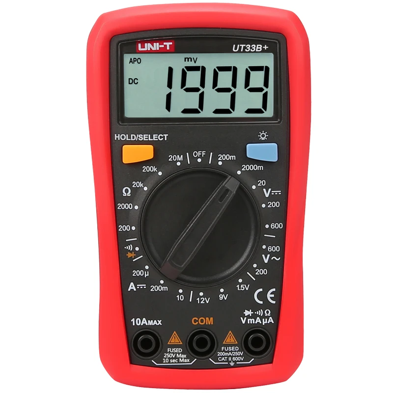 UNI-T UT33B+ Digital Multimeter Manual Range AC DC 200mV~600V Voltage Meter DC 10A Current Tester Resistance Meter
UNI-T UT33B+ Digital Multimeter Manual Range AC DC 200mV~600V Voltage Meter DC 10A Current Tester Resistance Meter