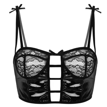 Womens Erotic Wet Look Patent Leather Lingerie Sexy Bra Intimates Mesh See Through Sheer Lace Floral No Padded Bra Tops Bralette
Womens Erotic Wet Look Patent Leather Lingerie Sexy Bra Intimates Mesh See Through Sheer Lace Floral No Padded Bra Tops Bralette