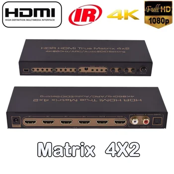 HDMI Matrix 4x2 4K Splitters IR Remote Control Audio Extractor Optical SPDIF + 3.5mm jack Audio BD/DVD/STB/PC Switchs 4 in 2 out
HDMI Matrix 4x2 4K Splitters IR Remote Control Audio Extractor Optical SPDIF + 3.5mm jack Audio BD/DVD/STB/PC Switchs 4 in 2 out