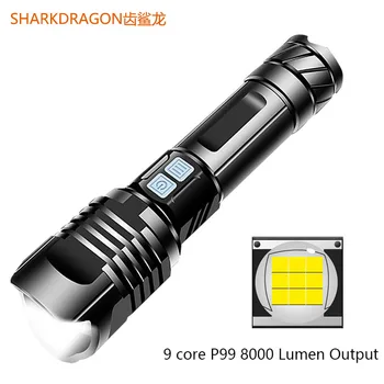 Brightest powerful 9 core XHP99 LED flashlight USB rechargeable torch zoomable tactical flashlight Double switch hand lamp 26650
Brightest powerful 9 core XHP99 LED flashlight USB rechargeable torch zoomable tactical flashlight Double switch hand lamp 26650