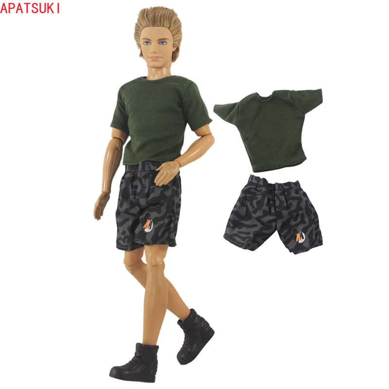 Фото Одежда для кукол мальчиков 1/6 Кена зеленая футболка шорты штаны парень Барби Кен