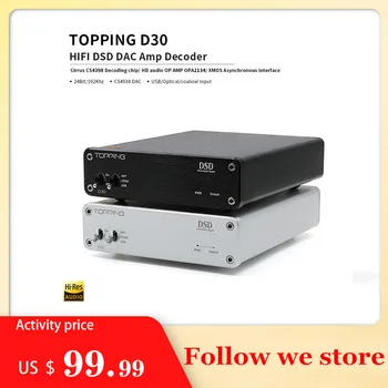 

TOPPING D30 HIFI DSD DAC Amp Decoder CS4398 XMOS USB DAC Audio Decoder Coaxial Optical Fiber 24Bit/192KHz