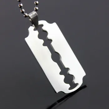 

5pcs Stainless Steel Razor Blades Pendant Necklaces Men Steel Male Shaver Shape Necklace geometric Wife gift love Jewelry