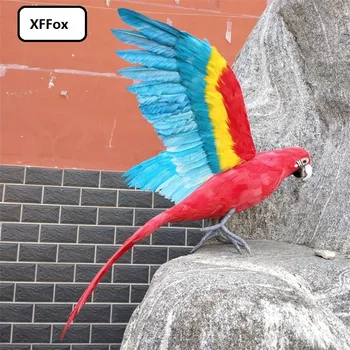 

new big real life red&light blue parrot model foam&feather simulation wings parrot bird gift about 60x90cm xf2430