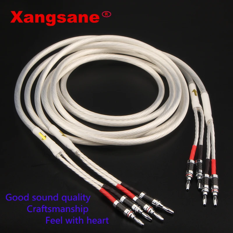 Одна пара xangразных Hi Fi посеребренных кабелей для динамиков end 4N OFC провод систем Y