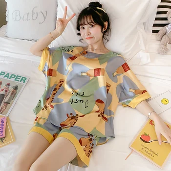2020 new pajamas women summer thin short-sleeved sweet pajama cute giraffe printed pijama mujer home clothing plus size korean
2020 new pajamas women summer thin short-sleeved sweet pajama cute giraffe printed pijama mujer home clothing plus size korean