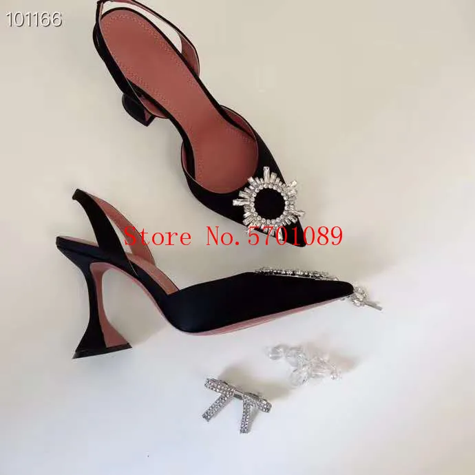 

Woman Designer Shoes Begum Satin Crystal Embellished Pumps Trend Kick-flare Heels Am New Shoes