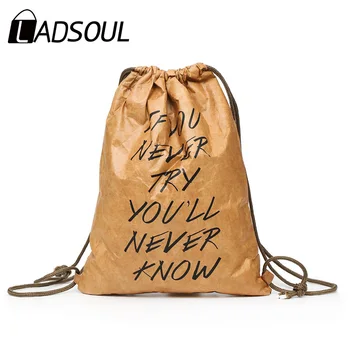 LADSOUL Fashion Women Backpack Thicken Waterproof Drawstring Kraft Paper Backpack Women Storage Bag Polyethylene DuPont Paper
LADSOUL Fashion Women Backpack Thicken Waterproof Drawstring Kraft Paper Backpack Women Storage Bag Polyethylene DuPont Paper