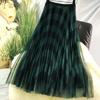 Skirt Women Retro Plaid Pattern Mesh Skirt Elastic Waist Pleated Skirts Women's Mid-length Spring Summer Skirt Jupe Femme
Skirt Women Retro Plaid Pattern Mesh Skirt Elastic Waist Pleated Skirts Women's Mid-length Spring Summer Skirt Jupe Femme