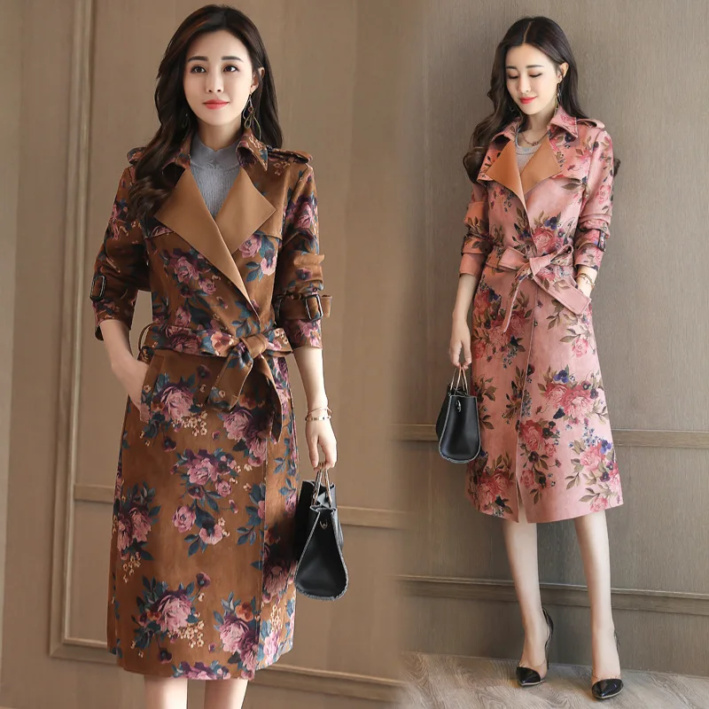 Suede Overcoat Women's Mid-length over-the-Knee Retro Printed Lace-up Waist Hugging Trench Coat Ethnic-Style Chamois Fashion Coa
Suede Overcoat Women's Mid-length over-the-Knee Retro Printed Lace-up Waist Hugging Trench Coat Ethnic-Style Chamois Fashion Coa