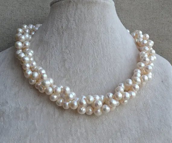 Stunning Genuine Pearl Jewelry White Twisted Real Freshwater Pearl Necklace Wedding Birthday Fashion Women Gift
Stunning Genuine Pearl Jewelry White Twisted Real Freshwater Pearl Necklace Wedding Birthday Fashion Women Gift