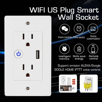 110-240V 2 US Plug 1 USB Port Smart Socket WIFI Remote Control Adapter Timing Mode Voice Control Smart Socket
110-240V 2 US Plug 1 USB Port Smart Socket WIFI Remote Control Adapter Timing Mode Voice Control Smart Socket
