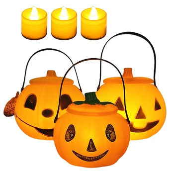 3Pcs Pumpkin Lamp Halloween Decoration Horror House Home Decor Pumpkin Lamp Bucket With Lid And 3pcs Electronic Candles Props
3Pcs Pumpkin Lamp Halloween Decoration Horror House Home Decor Pumpkin Lamp Bucket With Lid And 3pcs Electronic Candles Props