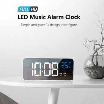 145x65x32mm LED Mirror MusicDigital Alarm Clock Dual Snooze Clock USB ChargingTime Temperature Large Display Sleep Timer 
145x65x32mm LED Mirror MusicDigital Alarm Clock Dual Snooze Clock USB ChargingTime Temperature Large Display Sleep Timer