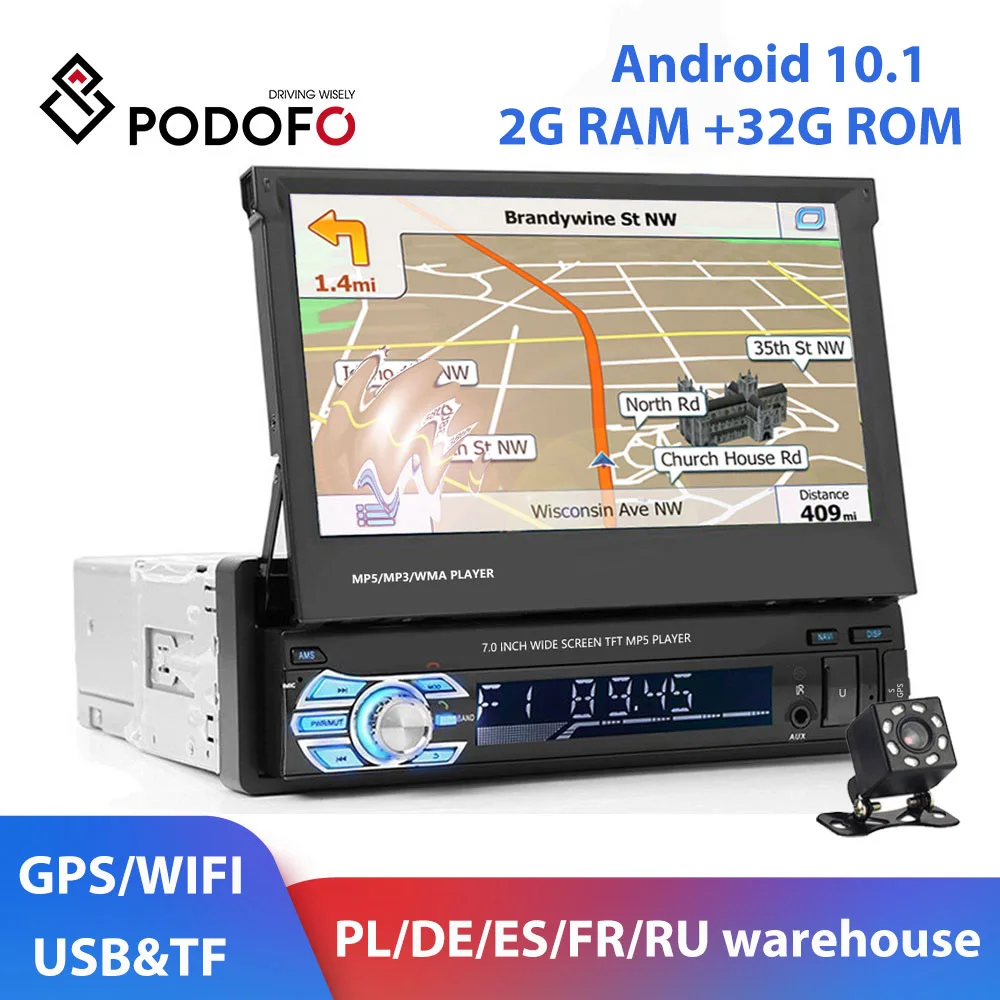 Автомагнитола Podofo стерео-система на Android 10 1 с 7-дюймовым HD-экраном GPS mp5-плеером