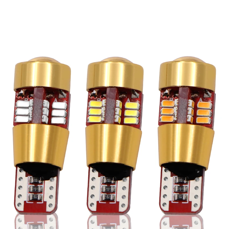T10 Super Bright 27 SMD Projector Lenses LED Auto Wedge Interior Lamp for Reading 192 W5W LED Car Marker Light Parking Bulb 12V