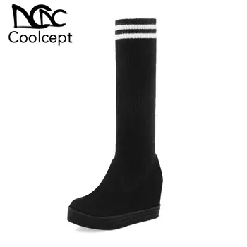 Coolcept Women Fashion Knee Boots Wool Material Thick Sole Winter Boots Keep Warm Casual Platform Stretch Footwear Size 34-44
Coolcept Women Fashion Knee Boots Wool Material Thick Sole Winter Boots Keep Warm Casual Platform Stretch Footwear Size 34-44