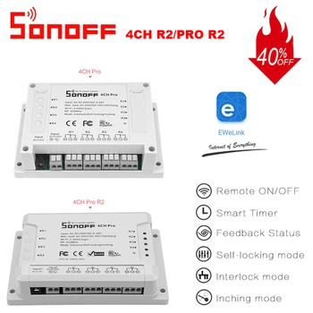 Sonoff 4CH R2/ Pro R2 Smart Wifi Switch 433MHz RF Wifi Light Switch 3 Working Modes Inching Interlock Smart Home With Alexa
Sonoff 4CH R2/ Pro R2 Smart Wifi Switch 433MHz RF Wifi Light Switch 3 Working Modes Inching Interlock Smart Home With Alexa