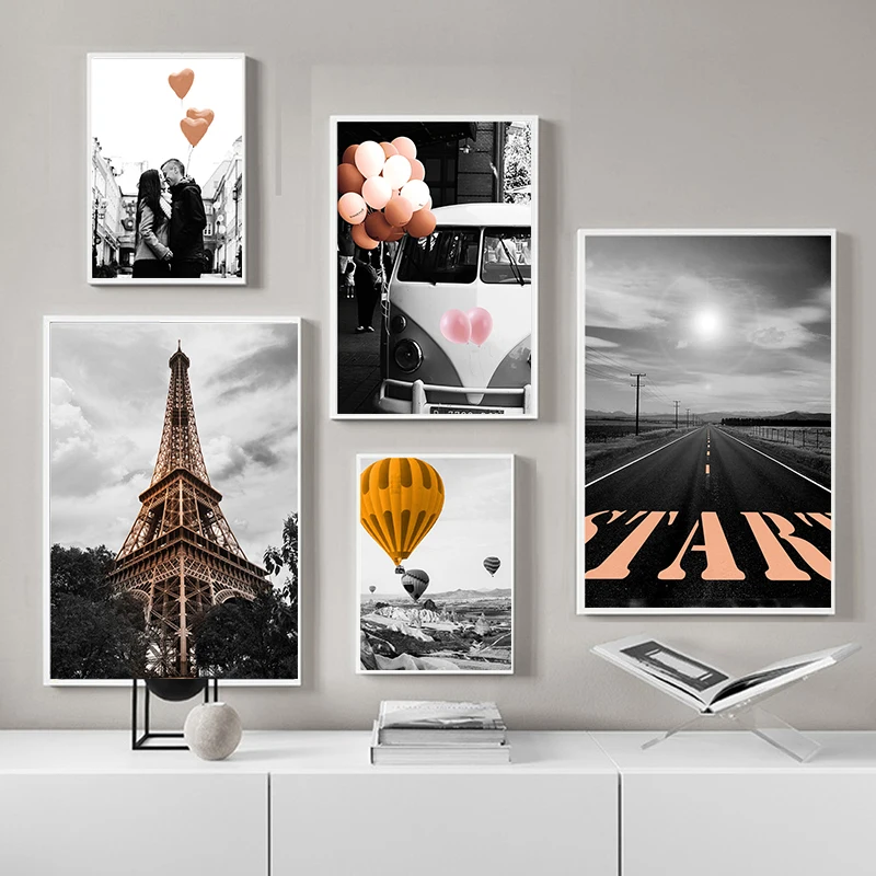 Photograph-Landscape-Picture-Home-Decor-Nordic-Canvas-Painting-Black-and-White-Style-Scenery-Orange-Color-Poster