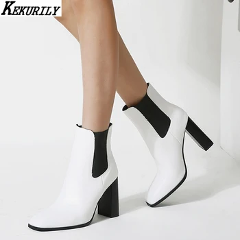 Fashion Chelsea Boots Women Square High Heels Slip on Shoes Patchwork Square Toe Ankle Boot Autumn Winter Zapatos De Mujer
Fashion Chelsea Boots Women Square High Heels Slip on Shoes Patchwork Square Toe Ankle Boot Autumn Winter Zapatos De Mujer