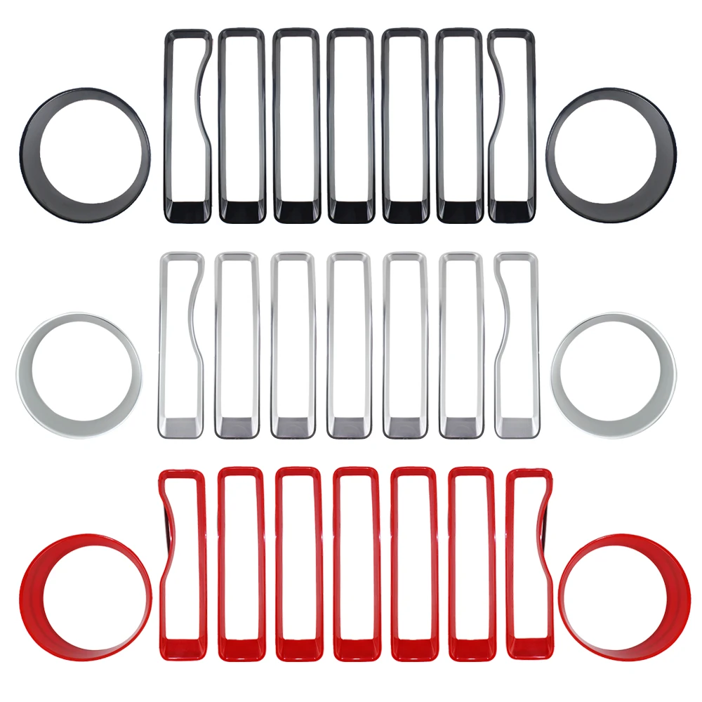 9Pcs Front Grille Trim Inserts Grill Cover Headlight Turn Light Cover for Jeep Wrangler JL Sport / Sports Black/Chrome/Red 2018
9Pcs Front Grille Trim Inserts Grill Cover Headlight Turn Light Cover for Jeep Wrangler JL Sport / Sports Black/Chrome/Red 2018