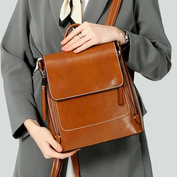2020 new fashion trend oil wax retro cowhide backpacks for women 
2020 new fashion trend oil wax retro cowhide backpacks for women